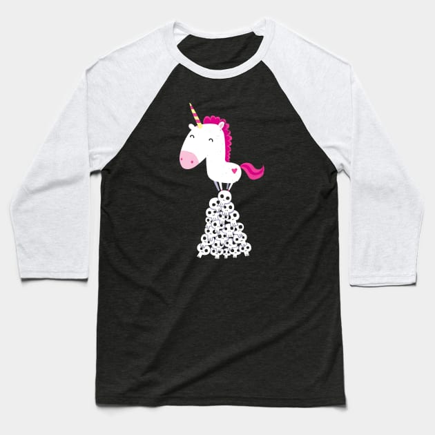 Killer Unicorn Baseball T-Shirt by DinoMike